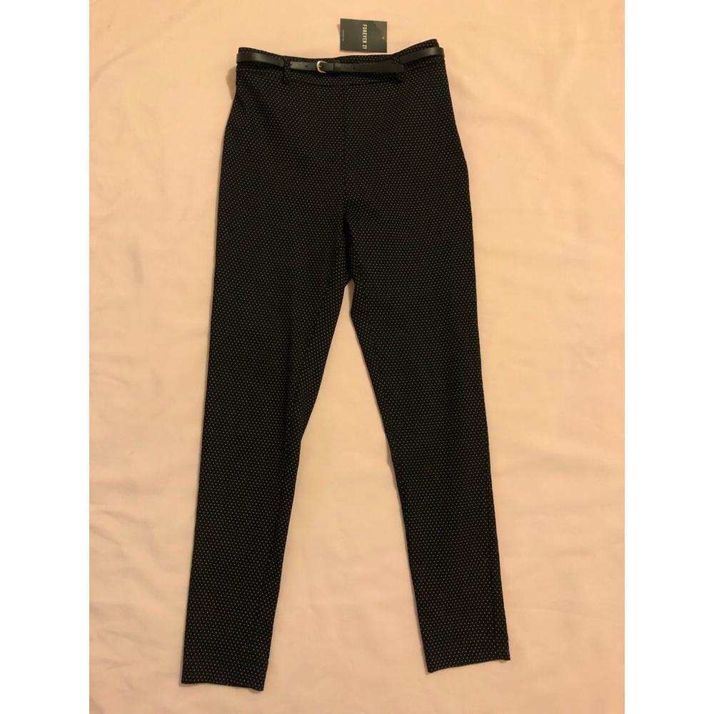 New F21 black pants with cream dots